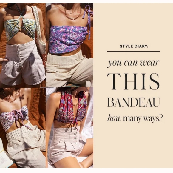 FREE PEOPLE Summer Of Love Floral Convertible BandeauTop In Natural/un.Sz S NWT - Picture 3 of 9